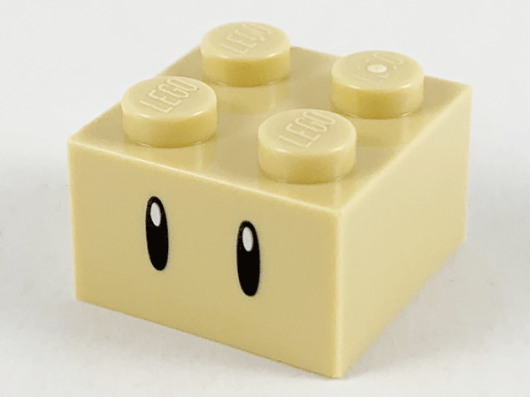 Brick 2 x 2 with Black Oval Eyes with White Pupils Pattern (Super Mario 1-Up Mushroom / Super Mushroom Head)