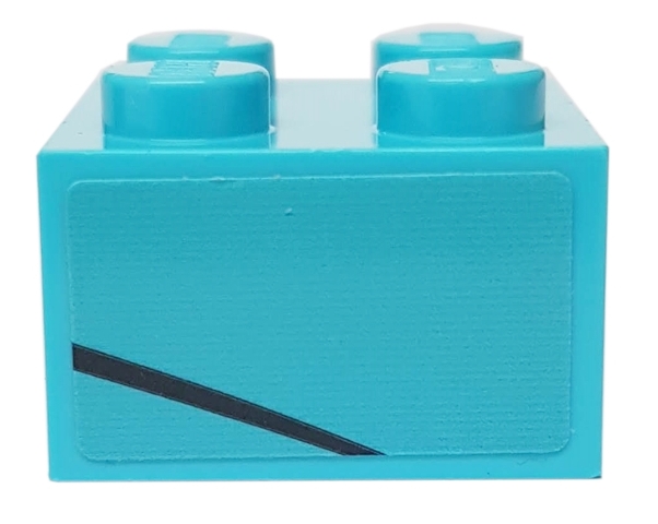 Brick 2 x 2 with Black Line on Medium Azure Background Pattern Model Left Side (Sticker) - Set 76898