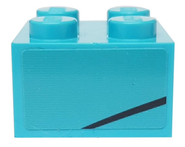 Brick 2 x 2 with Black Line on Medium Azure Background Pattern Model Right Side (Sticker) - Set 76898