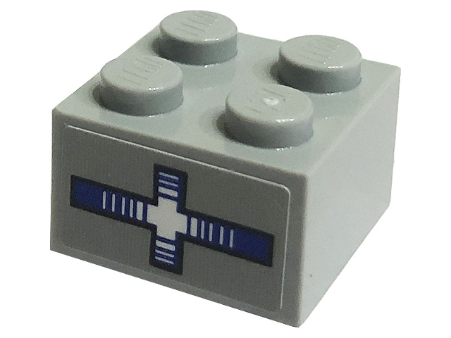 Brick 2 x 2 with Blue and White Cross / Droid Scanner Pattern (Sticker) - Set 75290