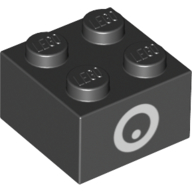 Brick 2 x 2 with White Circle and Dot Pattern (Super Mario Chain Chomp Eye)