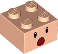 Brick 2 x 2 with Black Eyes, White Pupils, and Dark Red Open Mouth Surprised with Red Tongue Pattern (Super Mario Toad / Blue Toad / Purple Toad Face)