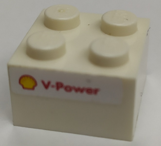 Brick 2 x 2 with Shell Logo and Red 'V-Power' Pattern on Both Sides (Stickers) - Set 8155