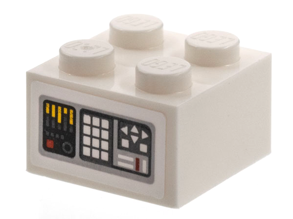 Brick 2 x 2 with Computer Readout Display, White Buttons, Yellow Equalizer Pattern (Sticker) - Set 76831