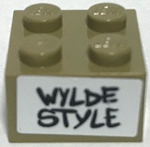 Brick 2 x 2 with Black 'WYLDE STYLE' on White Background Pattern (Sticker) - Set 70922