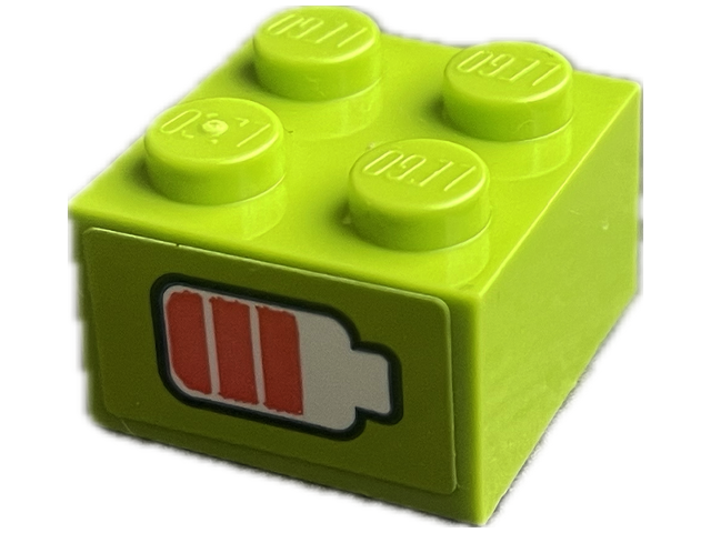 Brick 2 x 2 with Coral and White Battery Charge Indicator Pattern (Sticker) - Set 41712
