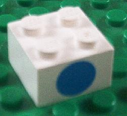 Brick 2 x 2 with Dot Blue on One Side Pattern