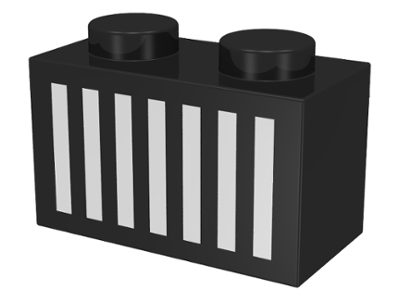 Brick 1 x 2 with White Grille with 7 Vertical Lines Pattern