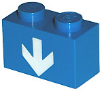 Brick 1 x 2 with White Down Arrow Pattern