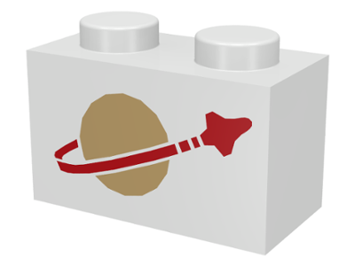 Brick 1 x 2 with Classic Space Logo Pattern