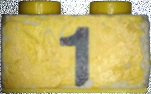 Brick 1 x 2 with Black Number 1 Pattern (Sticker) - Set 374-1