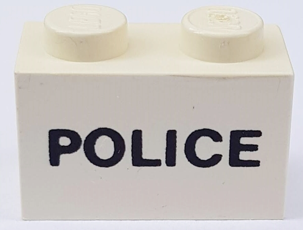 Brick 1 x 2 with Black 'POLICE' Pattern