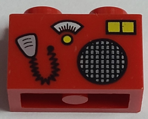 Brick 1 x 2 with Radio and Microphone Pattern