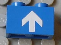 Brick 1 x 2 with White Up Arrow Pattern