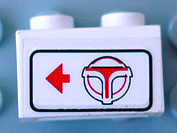 Brick 1 x 2 with Red Arrow on Left Side pointing Left & Airport Shuttle logo Pattern (Sticker) - Set 6399