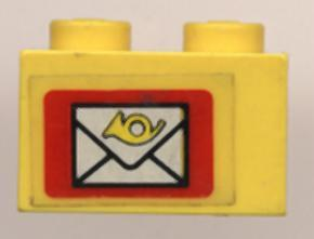 Brick 1 x 2 with Mail Envelope Pattern (Sticker) - Set 6362