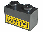 Brick 1 x 2 with 'OJ 93 105' Pattern (Sticker) - Sets 2148 / 10156