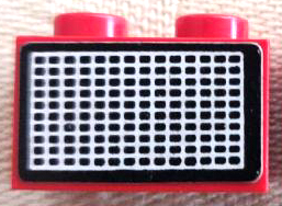 Brick 1 x 2 with White and Black Grille with Rectangular Dots Pattern (Sticker) - Sets 6390 / 6690