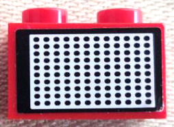 Brick 1 x 2 with White and Black Grille with Oval Dots Pattern (Sticker) - Set 10041