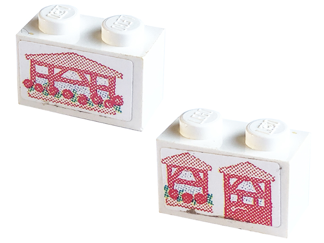 Brick 1 x 2 with Window and Door one side, Window other side Pattern (Stickers) - Set 3243