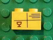 Brick 1 x 2 with Parcel with Fragile Goblet Pattern (Sticker) - Set 2150