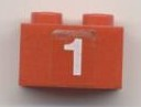 Brick 1 x 2 with White '1' Pattern (Sticker) - Set 7715