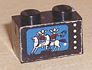 Brick 1 x 2 with Cowboys & Horses on TV Pattern (Sticker) - Sets 376-2 / 560-1