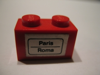 Brick 1 x 2 with 'Paris - Roma' Pattern (Sticker) - Set 164