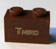 Brick 1 x 2 with Gold 'THIRD' Pattern (Sticker) - Set 10194