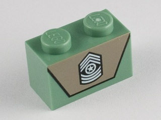 Brick 1 x 2 with Army Emblem on Dark Tan Background Pattern