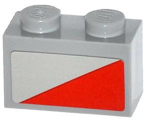 Brick 1 x 2 with Red Triangle Pattern Model Left Side (Sticker) - Set 79121