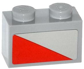 Brick 1 x 2 with Red Triangle Pattern Model Right Side (Sticker) - Set 79121