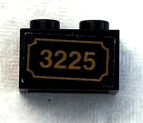 Brick 1 x 2 with Gold '3225' Pattern (Sticker) - Set 3225