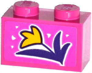Brick 1 x 2 with Yellow Flower with Dark Purple Leaves Pattern (Sticker) - Set 41065