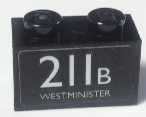 Brick 1 x 2 with White '211B WESTMINISTER' Pattern (Sticker) - Set 40220