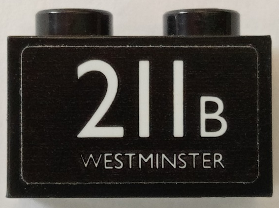 Brick 1 x 2 with White '211B WESTMINSTER' Pattern (Sticker) - Set 40220