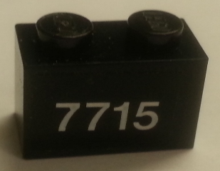 Brick 1 x 2 with White '7715' on Transparent Background Pattern (Sticker) - Set 7715