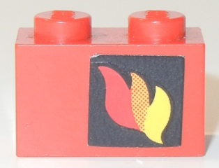 Brick 1 x 2 with Classic Fire Logo Pattern Right Side (Sticker) - Sets 556 / 672