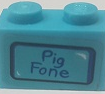 Brick 1 x 2 with 'Pig Fone' Pattern (Sticker) - Set 75824