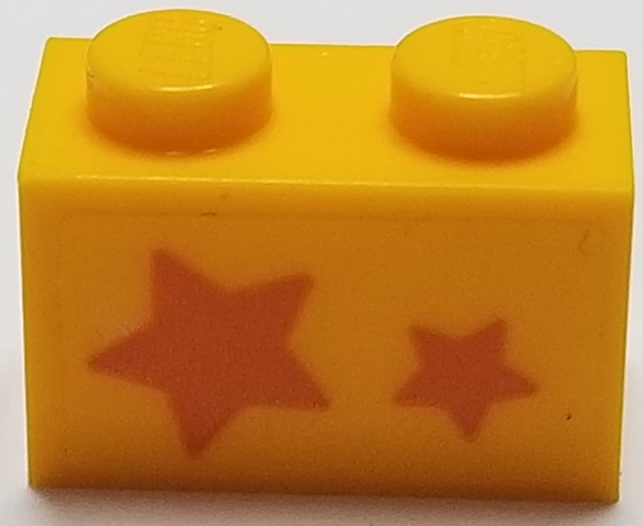 Brick 1 x 2 with Orange Stars, Big Star on Left Side Pattern (Sticker) - Set 40228
