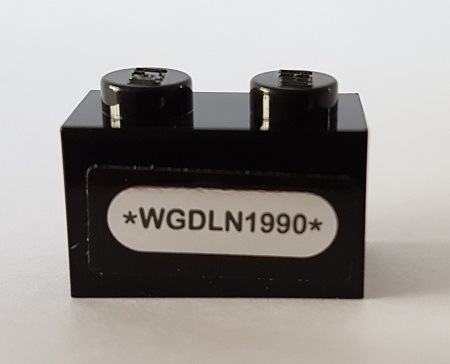 Brick 1 x 2 with '*WGDLN1990*' Pattern (Sticker) - Set 10269