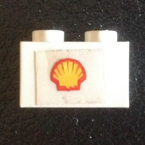 Brick 1 x 2 with Small Shell Logo on Transparent Background Pattern (Sticker) - Set 7735