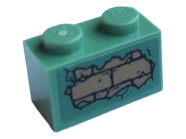 Brick 1 x 2 with Dark Tan Bricks and Fallen Plaster Pattern on Both Sides (Stickers) - Set 40410