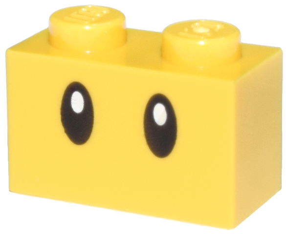 Brick 1 x 2 with Black Eyes with White Glints Pattern (Super Mario Wiggler)