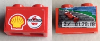 Brick 1 x 2 with Screen, Car and '2/ 01:29:18' Lap Time on One Side and Shell/Vodafone Logo on Reverse Pattern (Stickers) - Set 8144-1