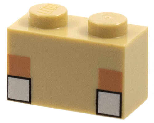 Brick 1 x 2 with Pixelated Minecraft White Eyes Pattern