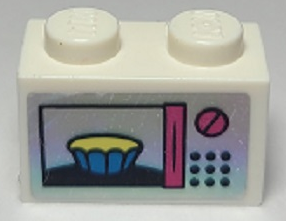 Brick 1 x 2 with Bowl in Microwave Pattern (Sticker) - Set 41366