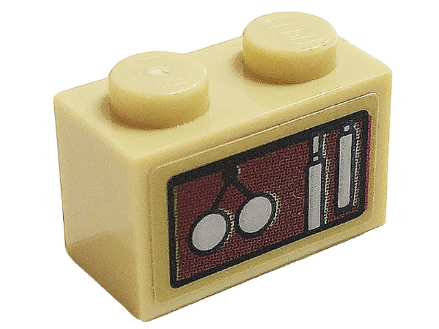 Brick 1 x 2 with Clock Weights Pattern (Sticker) - Set 75980