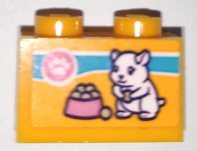 Brick 1 x 2 with Paw Print, Hamster and Food Bowl Pattern (Sticker) - Set 41340