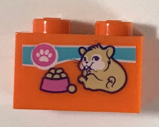 Brick 1 x 2 with Paw Print, Hamster and Food Bowl Pattern (Sticker) - Set 41345